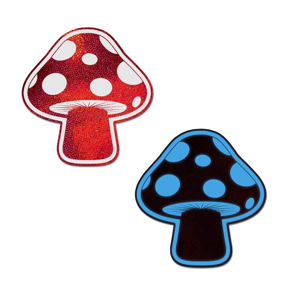 Mushroom: Shiny Red & White Glow-in-the-Dark Shroom Nipple Pasties by Pastease®