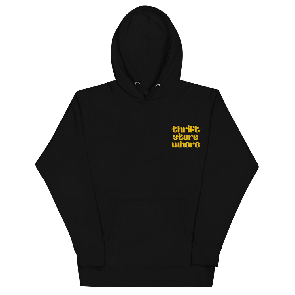 UNISEX — Thrift Store Whore Embroidered Hoodie