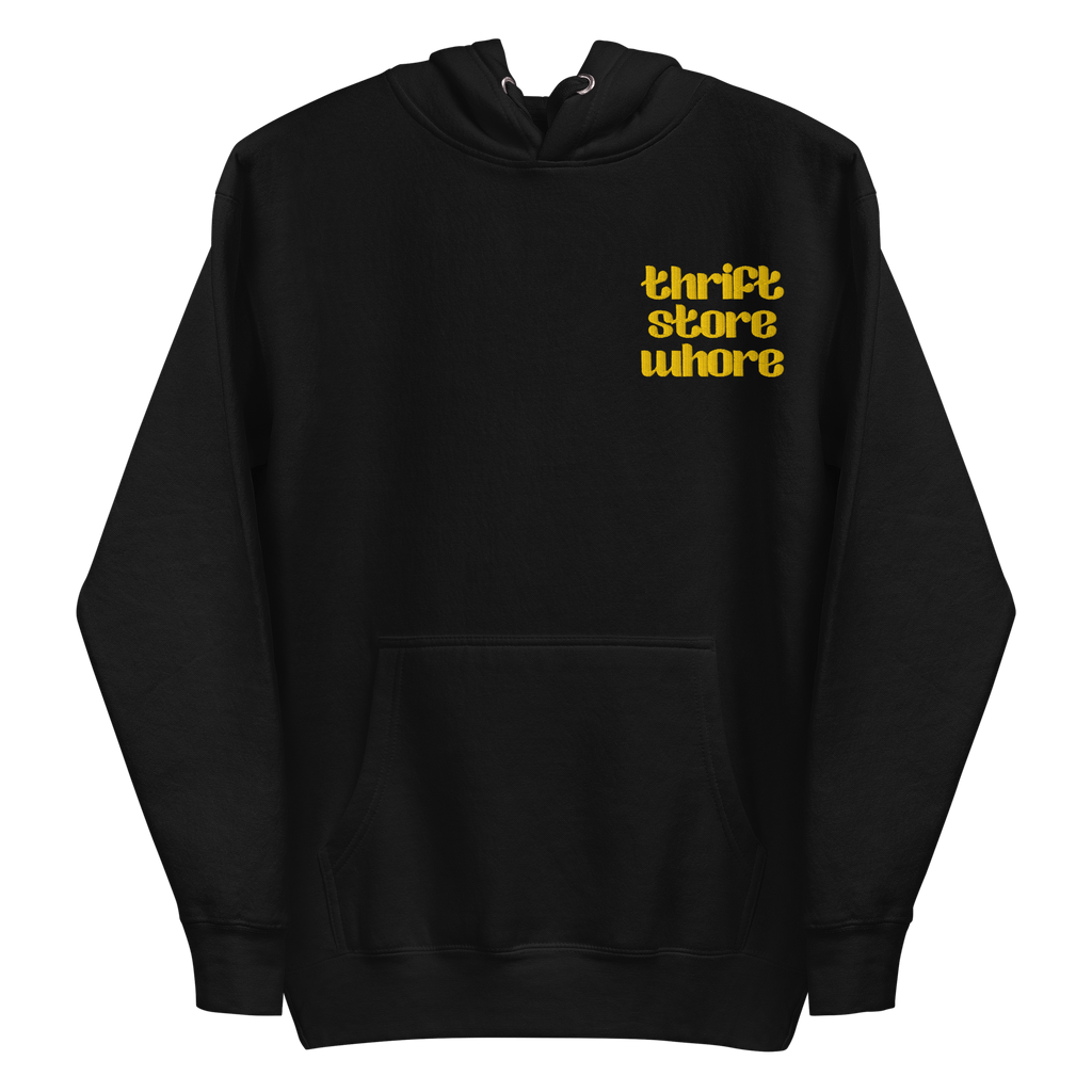 UNISEX — Thrift Store Whore Embroidered Hoodie