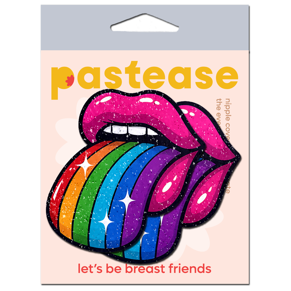 Taste the Rainbow Sparkling Tongue Out Breast Covers by Pastease
