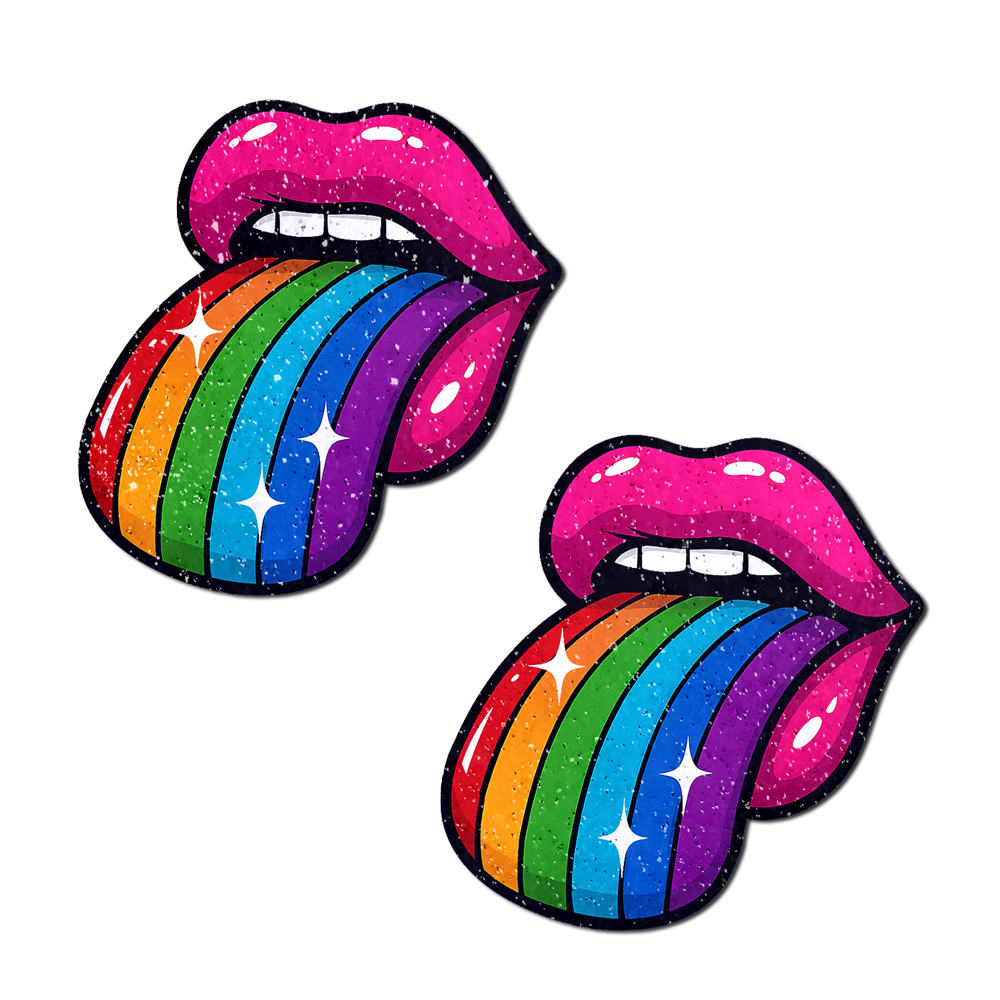 Taste the Rainbow Sparkling Tongue Out Breast Covers by Pastease