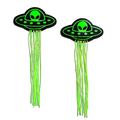 Tassel UFO Alien Glow-in-the-Dark Neon Green on Black Nipple Pasties by Pastease®