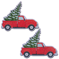 Christmas Winter Pasties Little Red Truck with Christmas Tree on Glittery Velvet Nipple Covers by Pastease®